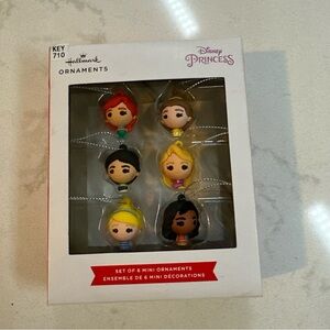 Hallmark Disney Princess 6 Mini‎ Ornaments / Ariel Mulan Cinderella Moana NEW